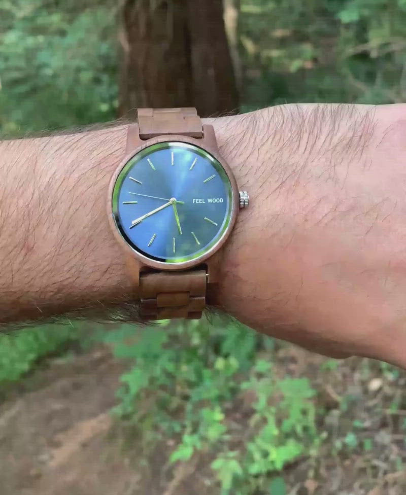 Reloj de madera Blue Walnut 40 mm