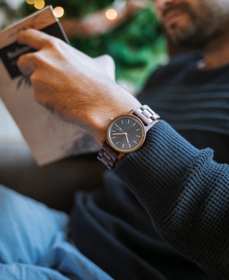 Reloj de madera Blue Walnut 40 mm