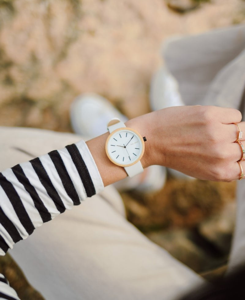 Reloj de madera White Bamboo Light 36 mm