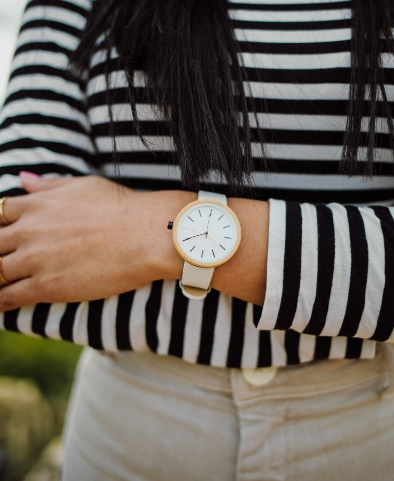 Reloj de madera White Bamboo Light 36 mm