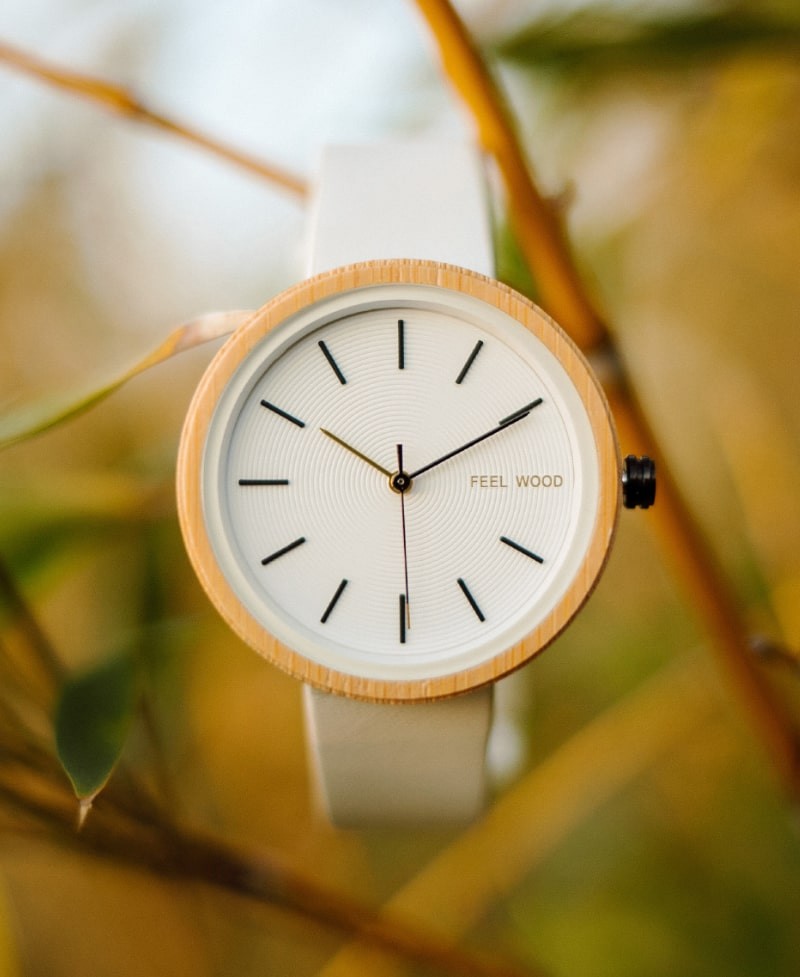 Reloj de madera White Bamboo Light 36 mm