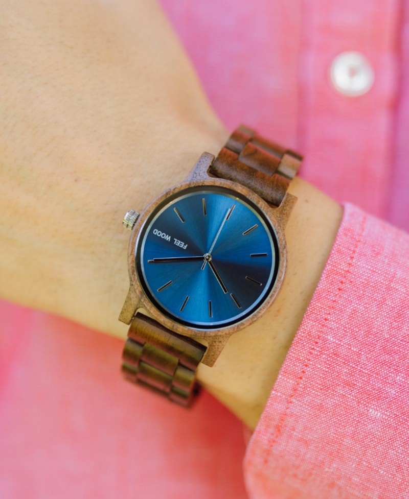 Reloj de madera Blue Walnut 40 mm